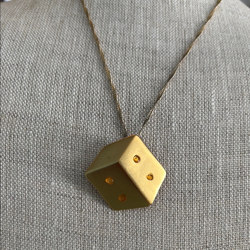 Vintage Cube Dice Game Piece Gold Pin/Brooch - Picture 7 of 10